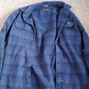 Eddie Bauer Dark Blue Striped Flannel